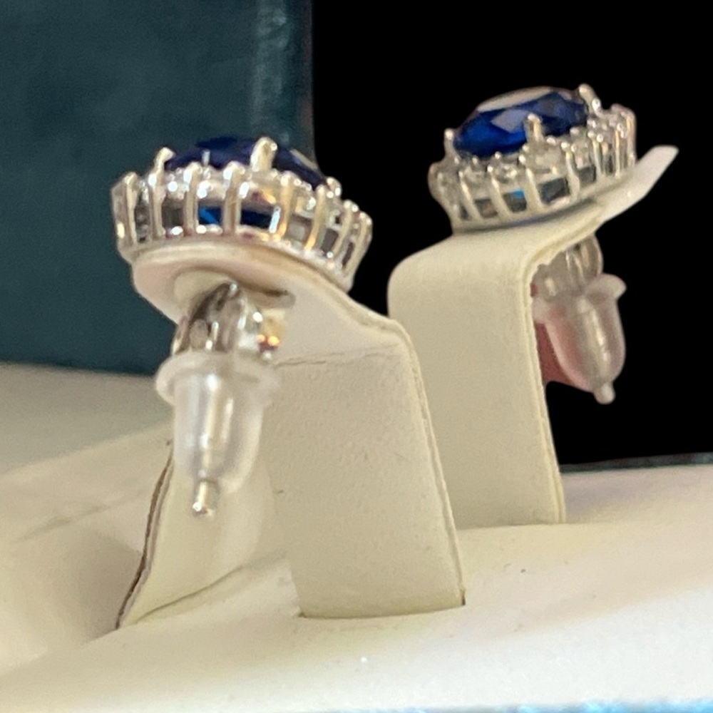 NIB Nanette Lepore Blue and Silver Stud CZ Earrings